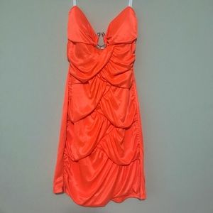 Vibrant orange strapless dress
